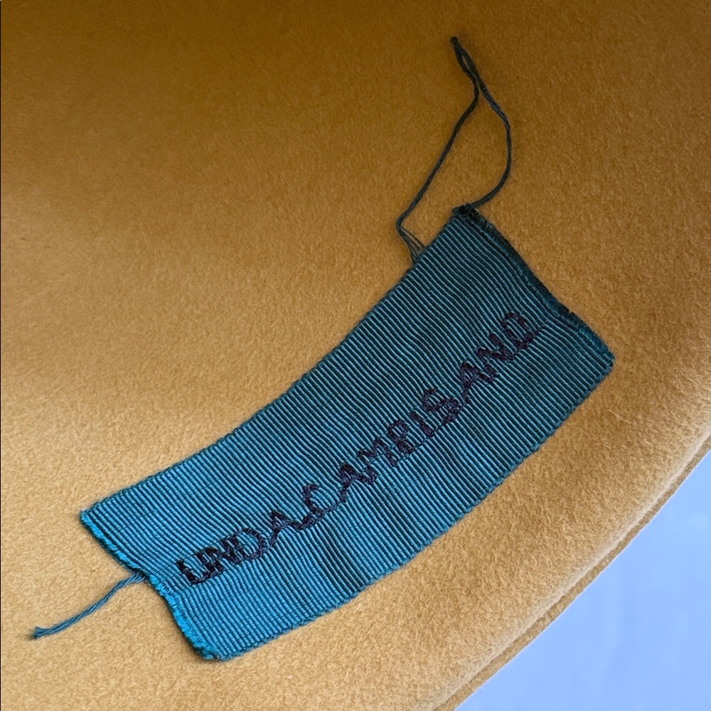 {VTG} Linda Campisano | Felt Cloche Ribbon Trimmed Hat Mustard Yellow/Purple - Picture 10 of 11